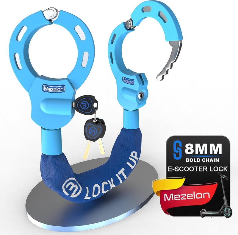Mezelon Electric Scooter Lock, 8mm Chain Lock Bike Locks Heavy Duty Anti Theft with 3 Keys for E-Bike/Electric Scooters - Image 1